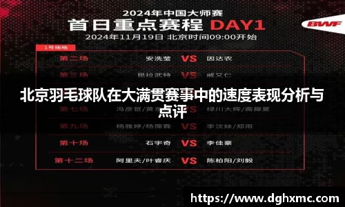北京羽毛球队在大满贯赛事中的速度表现分析与点评